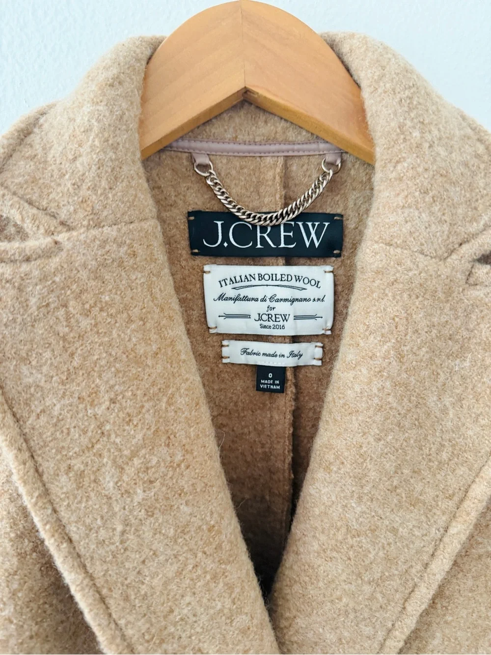 J. Crew Daphne Italian Boiled Wool Top Coat Camel Color